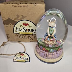 EASTER Jim Shore Heartwood Creek 2008 Easter Rabbit Waterball Snow Globe, Box